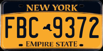 NY license plate FBC9372