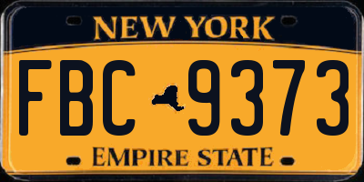 NY license plate FBC9373