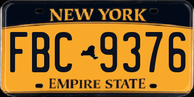 NY license plate FBC9376