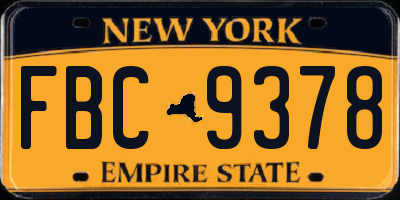 NY license plate FBC9378