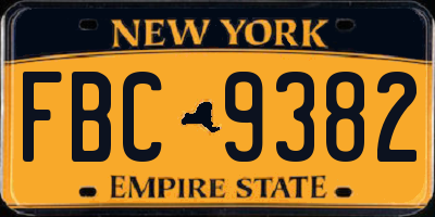 NY license plate FBC9382