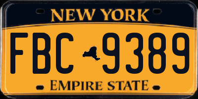 NY license plate FBC9389