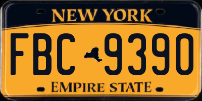 NY license plate FBC9390