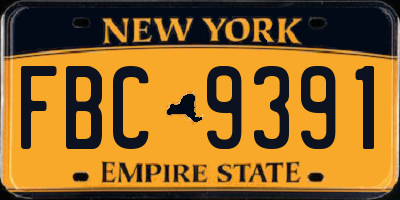 NY license plate FBC9391