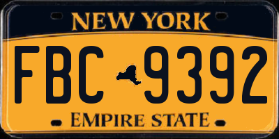 NY license plate FBC9392