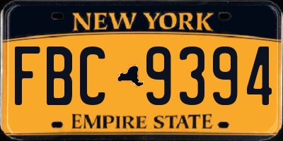 NY license plate FBC9394