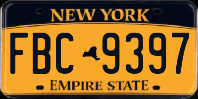NY license plate FBC9397