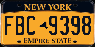 NY license plate FBC9398