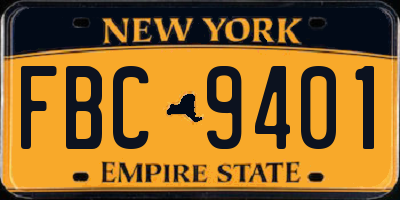 NY license plate FBC9401