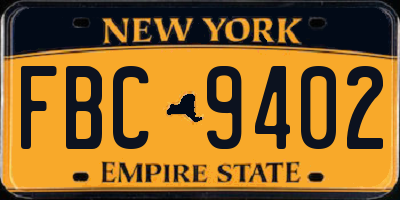 NY license plate FBC9402