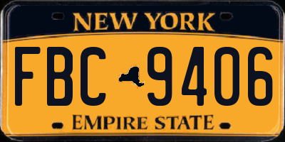 NY license plate FBC9406