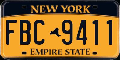NY license plate FBC9411