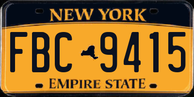 NY license plate FBC9415