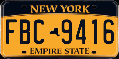 NY license plate FBC9416