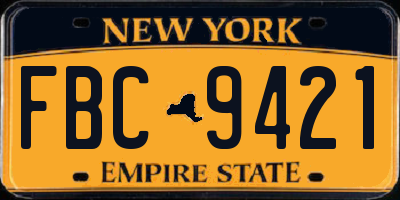 NY license plate FBC9421