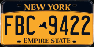 NY license plate FBC9422