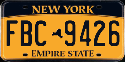 NY license plate FBC9426