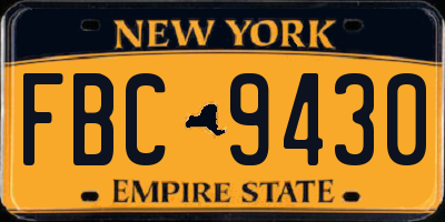 NY license plate FBC9430