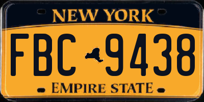 NY license plate FBC9438