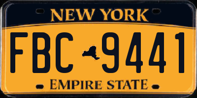 NY license plate FBC9441