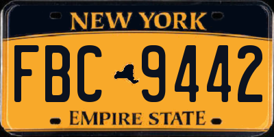 NY license plate FBC9442