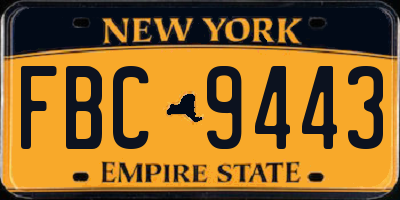 NY license plate FBC9443