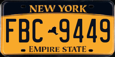 NY license plate FBC9449