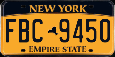 NY license plate FBC9450