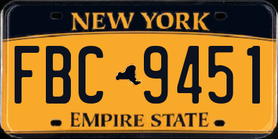 NY license plate FBC9451