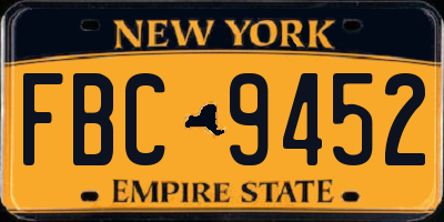 NY license plate FBC9452