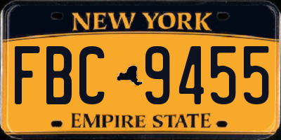 NY license plate FBC9455