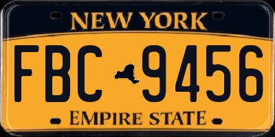 NY license plate FBC9456