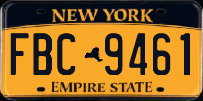 NY license plate FBC9461
