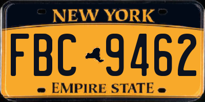 NY license plate FBC9462
