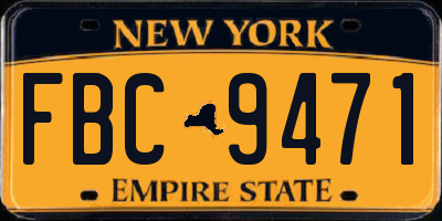 NY license plate FBC9471