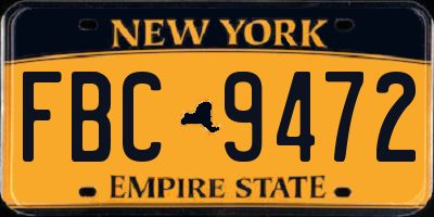 NY license plate FBC9472