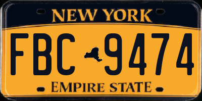 NY license plate FBC9474