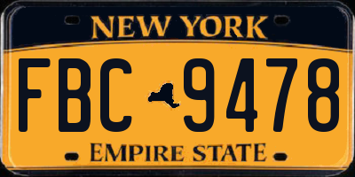 NY license plate FBC9478