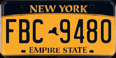 NY license plate FBC9480