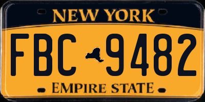 NY license plate FBC9482