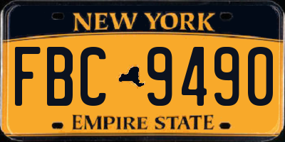 NY license plate FBC9490