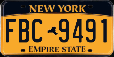 NY license plate FBC9491