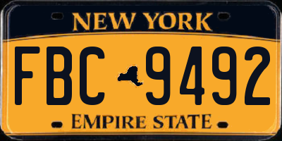 NY license plate FBC9492
