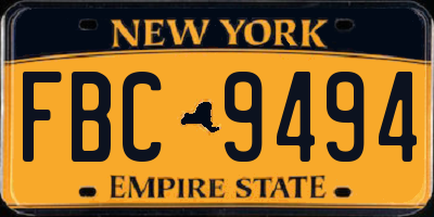 NY license plate FBC9494