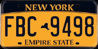NY license plate FBC9498