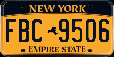 NY license plate FBC9506