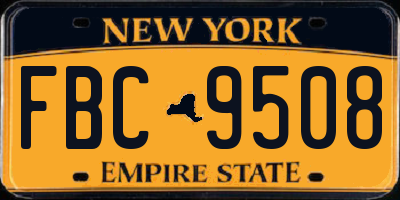 NY license plate FBC9508