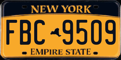 NY license plate FBC9509
