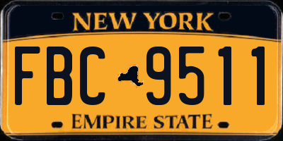 NY license plate FBC9511