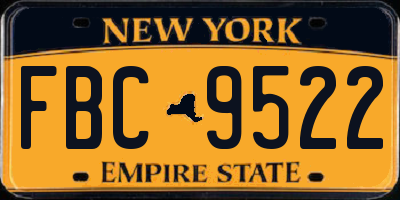 NY license plate FBC9522